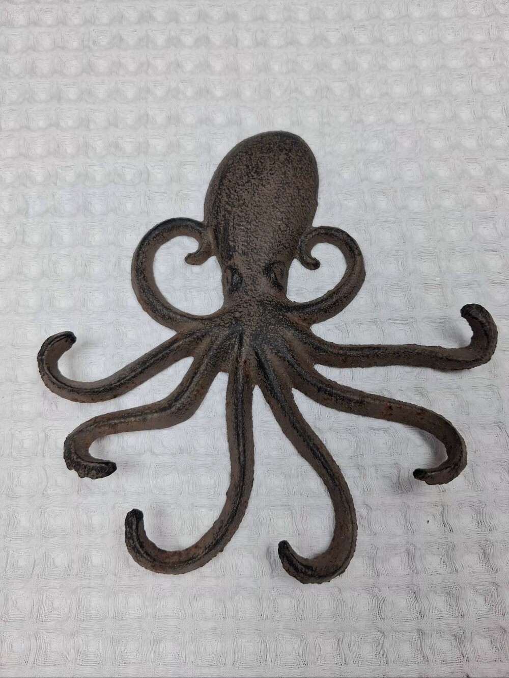 Brown Cast Iron Octopus Key Hook/Hanger 6 Arms - Picture 2 of 11